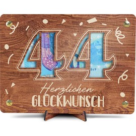 44 Geburtstag - XL Geldgeschenk aus Holz inkl. Ständer | Geschenk 44. Geburtstag - 44 Geburtstag Frauen, 44 Geburtstag Männer, 44 Geburtstag, 44. Geburtstag Frauen, 44 Geburtstag Deko