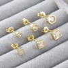 Z ZACHÉ 6 Pairs Tiny Stud Earrings Square Round Cubic