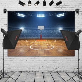 Basketball Court Spotlight Scene Backdrop Banner - Photography Background for Studio, Party Decoration, Event Setup 72x43 Inch