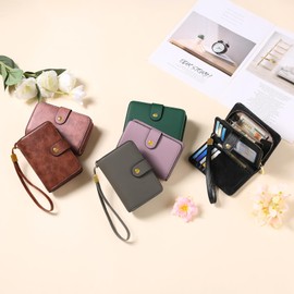 GAEKEAO Women's purse, women's purse, women's zip with coin compartment and RFID protection, gray, Fashionable