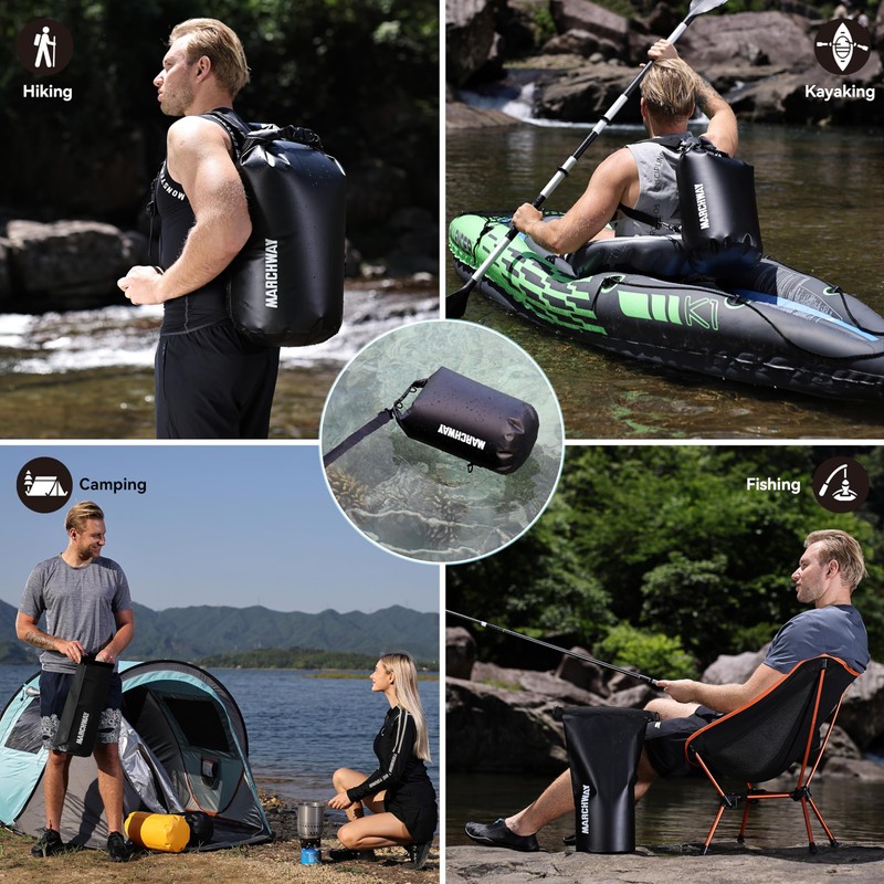 MARCHWAY Floating Waterproof Dry Bag Backpack 5L/10L/20L/30L/40L, Roll Top Sack