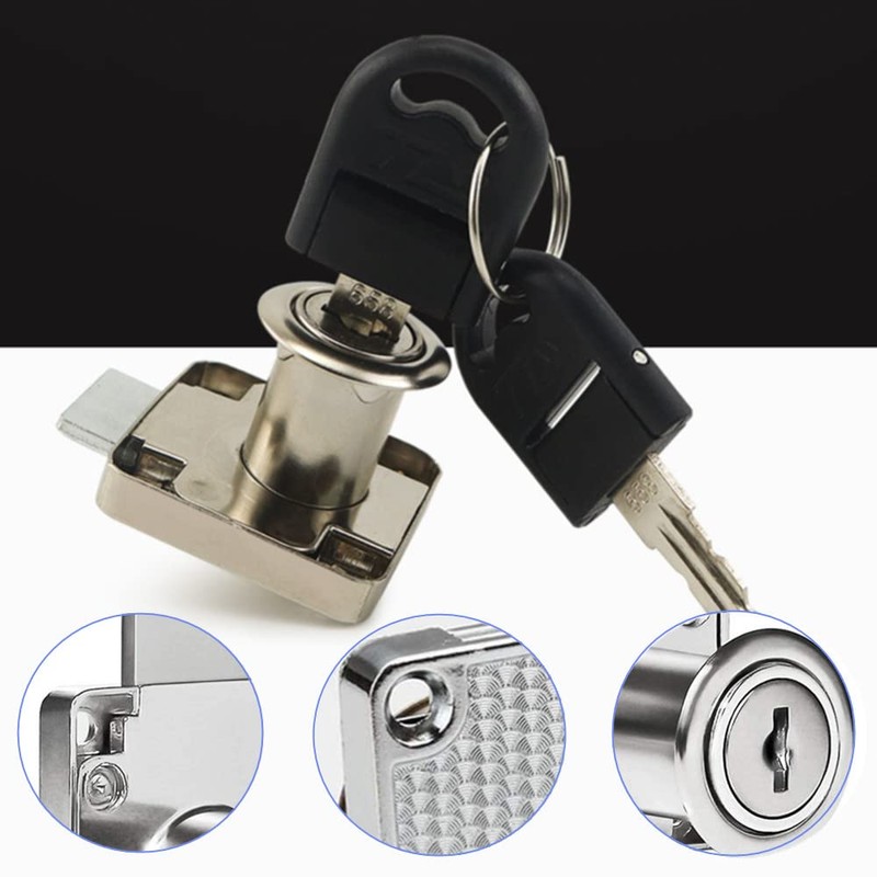 2 Sets Security Drawer Lock Furniture Lock Cylinder Zinc Alloy