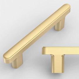 Amerdeco 10 Pack Brushed Gold Cabinet Pulls 3 Inch(76mm) Hole Center Drawer Pulls Cabinet Hardware Kitchen Cabinet Handles for Bathroom ZH0065