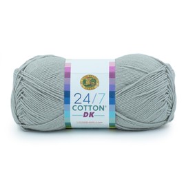 Lion Brand Yarn 24/7 Cotton DK Yarn, 1 Pack, Silver Lining