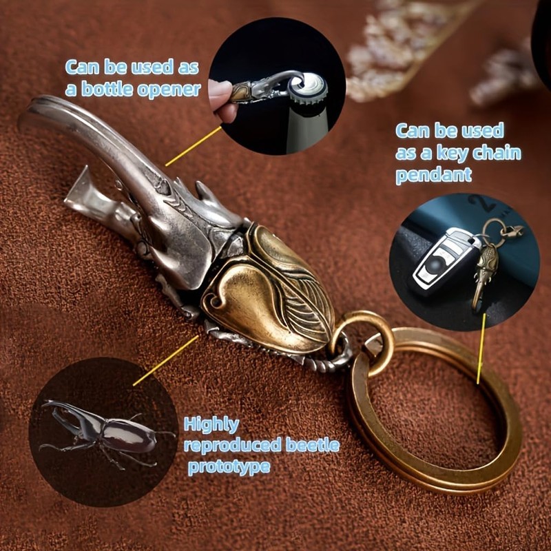 TUADAJI Metal Keychains for Men,Beetle Inspired Keychain Bottle Opener Stylish