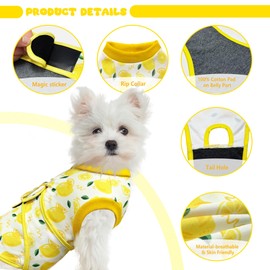 KAROKU Dog Surgery Recovery Suit, Abdominal Surgical Suit for Male Female Dog Post Spay Neuter, Breathable Pet Onesie E-Collar & Cone Alternative, Surgery Shirt to Prevent Licking, Yellow, Small