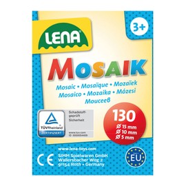 Lena 35061 Mosaic Colours Mix Fun, Mosaic Accessory Set with 130 Plugs, Colour Mosaic Stones with Diameter of 5 mm, 10 mm and 15 mm, Plug-In Game for Children from 3 Years, Mosaic Craft Set,