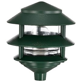 Nuvo SF77/323 One 2 Louver Hood Outdoor Pagoda Landscape Pathway Light, 2 Tier-Small, Green
