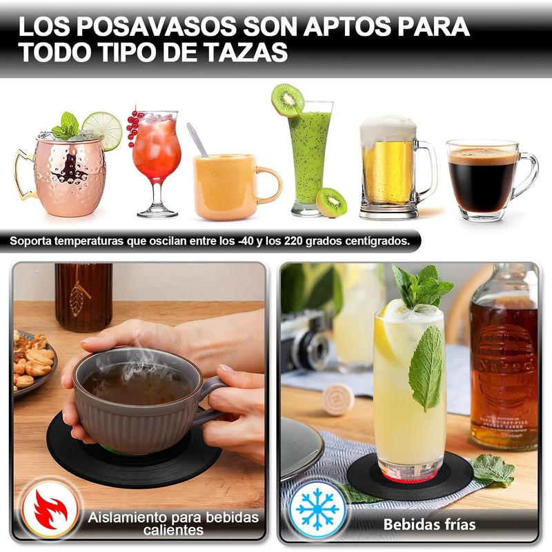 hartas Posavasos Antideslizantes ABS para Escritorio 12 Piezas, Portavasos de