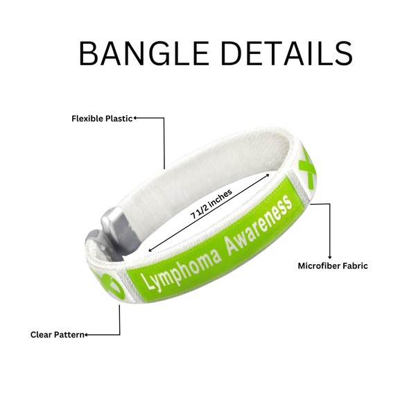 Lymphoma Awareness Lime Green Wholesale Pack Bangle Bracelets – Lime Green Ribbon Bangle Bracelets for Lymphoma Awareness – Perfect for Support Groups, Promotional Events and Fundraisings - 2 Bracelets