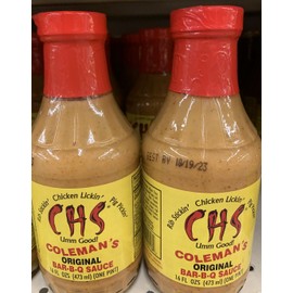 Coleman's 2~ 16 Oz Bottles CHS Coleman’s Original BBQ  Sauce Made In South Carolina