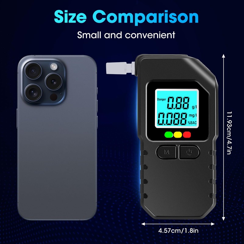 Breathalyser Dual Sensor with LCD Display, Breath Alcohol Tester, Alcohol