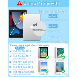 EAMPANG Case with Keyboard and Mouse for iPad 6th/5th Generation Air 1 2 Pro 9.7inch,7 Color Rainbow Backlight Detachable USB-C Keyboard Magnetic Case with Pen Slot for iPad 2018 2017 Black+Mouse