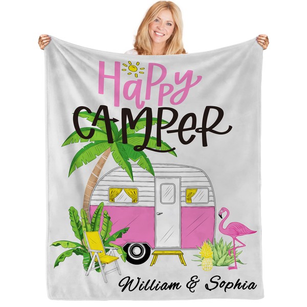 Custom Camping Blanket - Personalized Name Blanket, Custom Camper Accessories