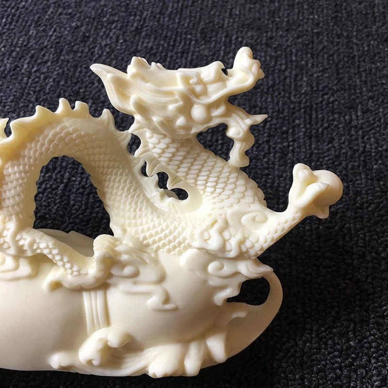 White Tamron Statue,Modern Art Sculpture,Hand Craved Dragon Sculpture,Chinese Zodiac Auspicious