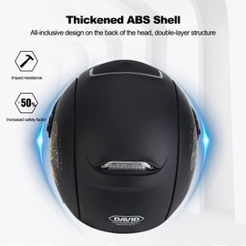 Ergocar Classic Open Helmet, Half Helmet with Sun Visor, 709abs Shell Combined with EPS Buffer Layer for Better Driving Protection (Matte Black)