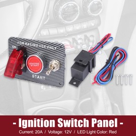 X AUTOHAUX 3 in 1 Universal 12V Racing Ignition Switch Panel Set with Engine Push Button Toggle Switch for Race Car Boat Truck Carbon Fiber Pattern