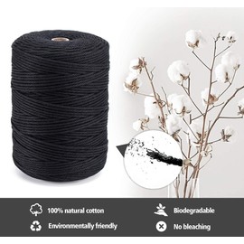 Macrame Yarn, 3mm x 300m, Natural Cotton, for DIY, Decoratiion, Crafts, Wall Hanging, Plant Hangers, Crochet