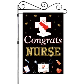 Labakita Congrats Nurse Garden Flag - Nurse Graduation Flag, Nursing Grad Party Sign for Yard, BSN/RN Graduation Lawn Yard Flag, Medical School Graduation Party Decorations, Double-sided Printing