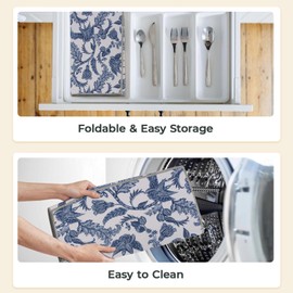 FULL BE DARE 2 Pack XXL 17" x 24" Blue and White Porcelain Dish Drying Mat - Dish Drying Mats for Kitchen Counter, Super Absorbent, Anti-Slip, Fast Drying, Kitchen Must-Have