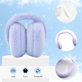 RANOME Fluffy Ear Muffs Winter Women Foldable Fuzzy Earmuffs for Kids Cute Ear Muffs for Girls Boys Ear Warmer(A-lightpurple)