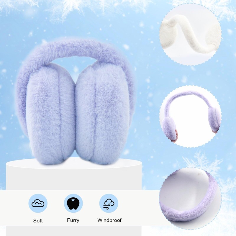 RANOME Fluffy Ear Muffs Winter Women Foldable Fuzzy Earmuffs for
