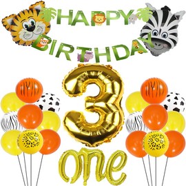 ZWWsullo Balloons Birthday Boy 3rd Birthday Boy Decoration 3st Birthday 3rd Birthday Boy Jungle Birthday Decoration 3rd Birthday Boy Decoration Green Balloons Safari Animal Foil Balloons