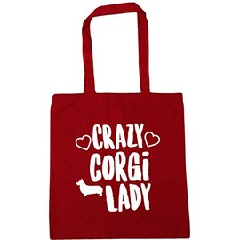 Hippowarehouse Crazy corgi lady dog Tote Shopping Gym Beach Bag 42cm x38cm, 10 litres