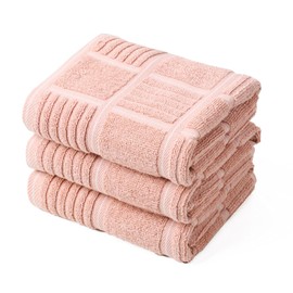 anyi 100 Cotton Pink Kitchen Towels, Absorbent Dish Towels for Washing Dishes, Kitchen Hand Towels with Loops for Drying Dishes