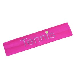 Funny Girl Designs TENNIS Rhinestone Stretch Headband (HOT PINK)