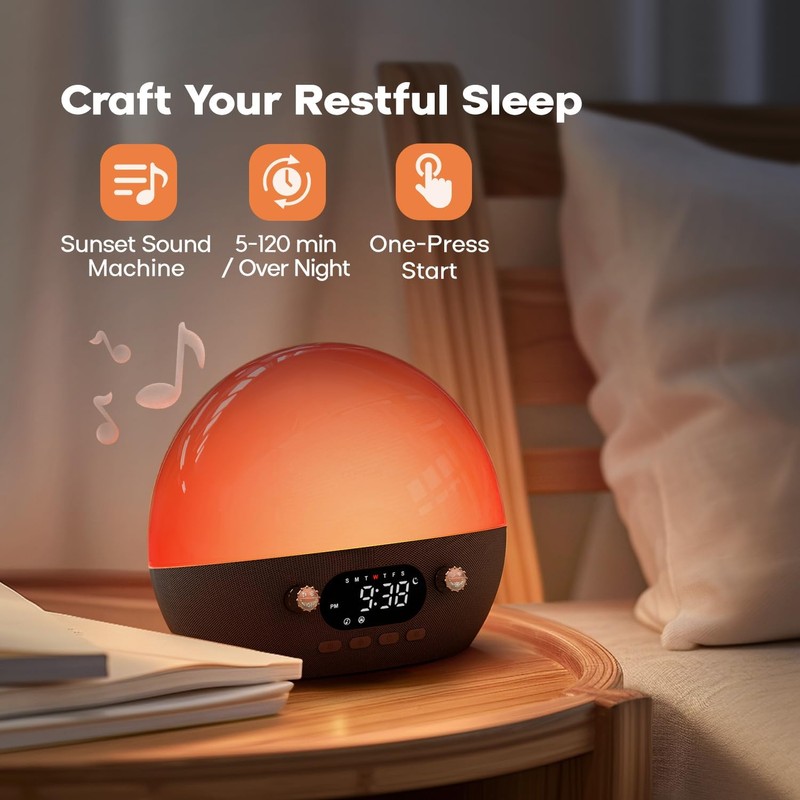 Dekala RestOnn Sunrise Alarm Clock Sunset Sound Machine 7-Day Programmable