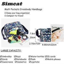 Simcat Shoulder Handbags for Women- Crossbody Nylon Bag with Multi Pockets Messenger Bags for Women Large Capacity Bag Suit for Women Wife Mum (Morning glory)