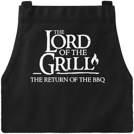 MoonWorks Men's BBQ Apron Grill King Apron for Men Crown, Lord of the Grill Black