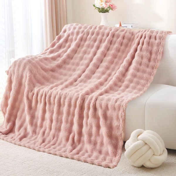 Sivlefoss Fleece Throw Blanket Faux Fur Fluffy Bed Blanket Bubble