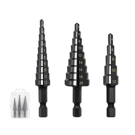 Okaywork 3 Pieces Step Drill Set, Hex Shank Step Drill HSS Cone Drill Step Drill Metal Peeling Drill for Metal Drill Bit Cone Drill Cone Drill (3-12 mm 4-12 mm 4-20 mm) (Black)