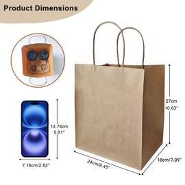 Take-Out Paper Bags and Four Drink Paper Trays 25 Pack, Four Cup Carrier Tray Coffee Cup Holder Disposable Cup Holder Tray,Brown Baper Bags with Handles Bulk (Four-Cup Size)