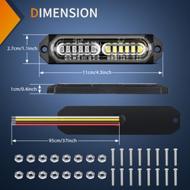 Nilight 8PCS Led Strobe Lights 12LED Blue White Emergency Light 12V 24V Surface Mount Flashing Warning Hazard Beacon Ultra Slim Sync Feature Mini Grille for Cars Trucks Off Road Vehicles SUV