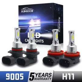 AUIMSOCO 9005+H11 Combo LED Headlight Bulbs Conversion Kit High Low Beam 8000K Cool White