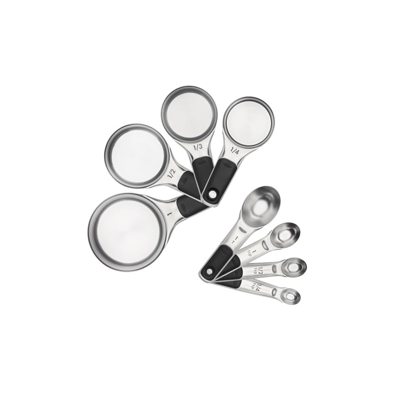 Oxo 11180500 Juego Tazas Cucharas Medidoras Acero, Multicolor, 8 Piezas