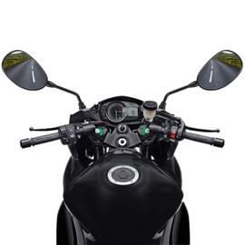 XYZCTEM Black Motorcycle Side Mirrors Long Stem adjustable fit in Harley Davidson Road King Honda Suzuki Kawasaki Yamaha and All Motors and Dirt Bike ATV