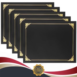 10 Packs Certificate Holders, Black Certificate Covers, Diploma Holders, Certificate Folders with Gold Foil Border for Letter Size 8.5" x 11" Certificates, Diploma, Documents, Award Cover