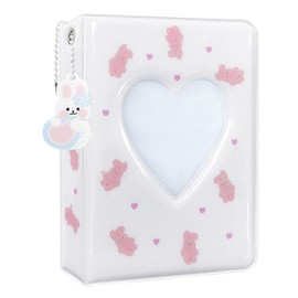 Carpeta para tarjetas fotográficas Kpop de 3 pulgadas, bonito mini álbum de fotos, carpeta Kpop para tarjetas fotográficas, carpeta portátil Kpop, álbum de fotos con bonito colgante para colección de