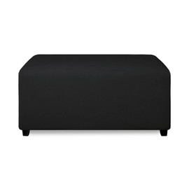 PureFit - Funda otomana rectangular súper elástica para taburete de pie y muebles de almacenamiento plegables para sala de estar con parte inferior elástica antideslizante (mediano, negro)