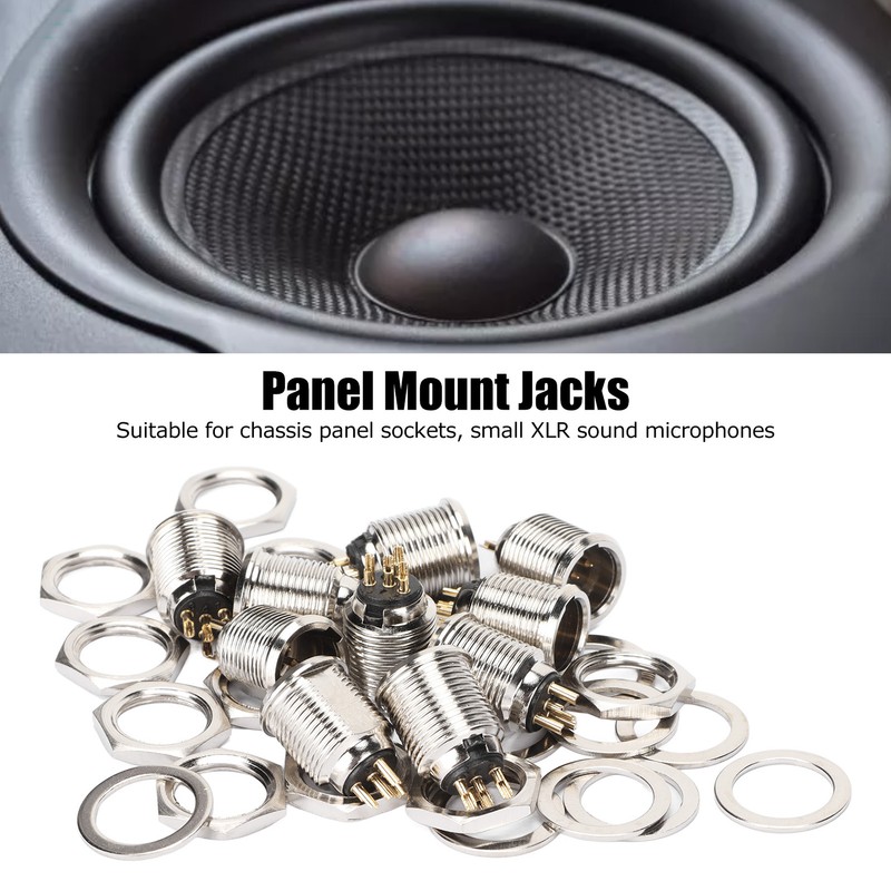 10Pcs XLR Male Socket 4 Pin Metal Panel Mount Male