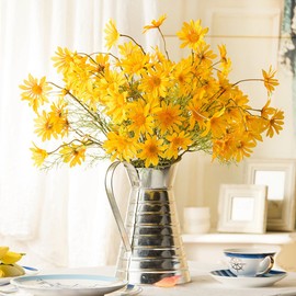 Artfen 10pcs Artificial Daisy Flowers Flower Arrangements for Home Hotel Office Wedding Party Garden Craft Art Decor Each Approx 21" High No Vase Yellow