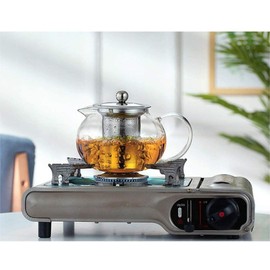 Tetera de vidrio con infusor extraíble y hojas sueltas florecientes, cafetera de té helado y tetera con infusor para té de hojas sueltas (23 onzas/660 ml)