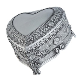 BESPORTBLE European Style Zinc Alloy Jewelry Storage Case Heart Shaped Trinket Box with Design for Rings Necklaces Earrings Compact Durable Decorative Storage for Home Use