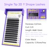 SEEDEW Single Tip 2D Y Lash Extensions, 0.07mm D Curl