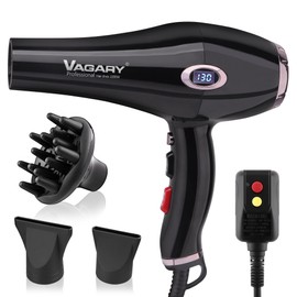 VAGARY Professional Salon 2200W Blower Dryer with Diffuser Concentrator Nozzles,Negative Ionic Blow Dryer,Low Noise Hair Dryers,2 Speeds and 2 Heat Settings 1 Cool Shot Button