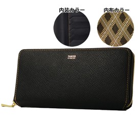 Takeokikuchi 729627 Panama Long Wallet, Round Zipper, Genuine Leather, Men's, Black